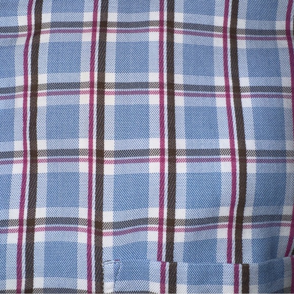 Peter Millar Crown Comfort Dress Shirt Pink Blue Brown Plaid - Picture 5 of 10